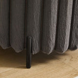 22.05"Wide Upholstered Round Pouf Ottoman Foot Rest with Black Metal Legs,Faux Fur Footstool for W3098P272528