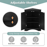 Black Triangle Bathroom Storage Cabinet with Adjustable Shelves, Freestanding Floor Cabinet for Home WF291467AAB