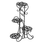 ZUN 4 Potted Rounded Flower Metal Shelves Plant Pot Stand Decoration for Indoor Outdoor Garden Black 69287047