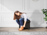 Ottoman with Storage Bench, 15-inch Foot Stool Storage Ottoman, Leather, Brown 04476156