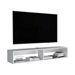 ZUN Warrior 59" Floating Tv Stand with Two open shelves, media compartments and cable management B070P224231