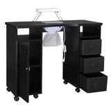 ZUN MDF Double Cabinet 3 Drawers 1 Door With Fan Manicure Table Black 33888611