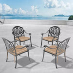 ZUN Cast Aluminum Patio Dining Chair 4PCS With Black Frame and Cushions In Random Colors W1710P166052