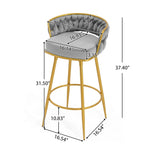 ZUN Swivel Counter Height Bar Stools Set of 2,31.5"Bar Height Stools with Hand-Woven Backrest & Gold N762P216979E