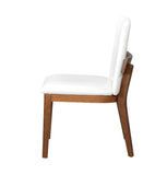 Modern Walnut-Finish Wood & White Glossy PU Leather Upholstered Dining Chairs Set of 2 N842P299016H