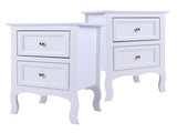 2pcs Country Style Two-Tier Night Tables Large Size White 34800355