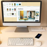 White Computer Desk with 4-in-1 Socket, the Desk with 3 Slide Drawers and 4 Storage Levels, the 04862487