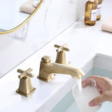 Two Handle Widespread High-arc Bathroom Faucet with Drain Assembly, Brushed Gold W122458935