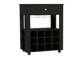 39" H black bar- coffee cart, Kitchen or living room cabinet storage, with 12 bottle racks, a B097133083