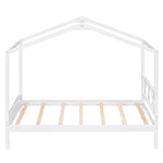ZUN Twin Size Wood House Bed with Storage Space, White 21917219