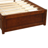 Twin size Platform Bed Wood Bed Frame with Trundle, Walnut WF194302AAD