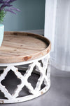 ZUN 31.9x31.9x15.7" Rustic Round Wooden Coffee Table, White W2078125379