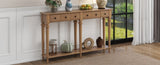 TREXM Retro Console Table with 4 Drawers and Open Shelf, perfect for Entryways, Living Rooms, and N715P202860D