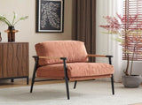 27.56" Modern Accent Chair with Plush Cushions, Minimalist Metal Frame, and Wooden Armrest Design N767P215306O