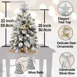 ZUN 22in Mini Christmas Tree with Light Artificial Small Tabletop Christmas Decoration with Flocked 89599115