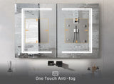 LED Bathroom Wall Cabinet, Double Door Bathroom Mirror Cabinet, Black 60402434