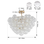 ZUN 20-Inch Gold Ceiling Pendant Light with Threaded Clear Glass Globe Shade – Ideal for Living Room, W1340P251914