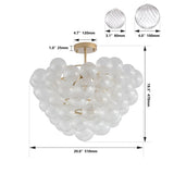 ZUN 20-Inch Gold Ceiling Pendant Light with Threaded Clear Glass Globe Shade – Ideal for Living Room, W1340P251914