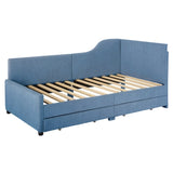Twin Size L-Shaped Corduroy Daybed,Upholstered Bed Frame with 2 Storage Drawers,Blue N733P171470C