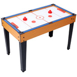 ZUN 5-in-1 Multi-Game Table - Billiards, Push Hockey, Foosball, Ping Pong, and Basketball brown /blue W465P164156