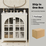 31" Farmhouse Bathroom Vanity Ceramic Sink, Faux Aged Finish, Vintage Rustic Bathroom Cabinet N817P299512W