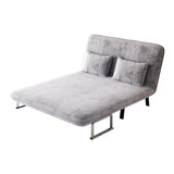 velvet light gray 55 Convertible Chair Bed, Tri-Fold Sofa Bed with Adjustable Backrest & Pillow, W1767P145839
