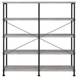 Grey Driftwood and Black Double-Wide Bookcase B062P153782