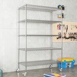 72" H Large Storage Shelves with Wheels, Shelving with Chrome, Adjustable 5 Tier Sturdy T2398P286350