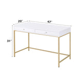 Ottey White High Gloss & Gold Finish Vanity Desk B2726P315732