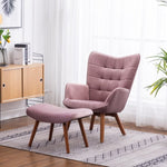 ZUN Leiria Contemporary Silky Velvet Tufted Accent Chair with Ottoman, Mauve T2574P164274