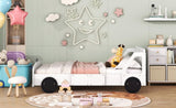 Full Size Car-Shaped Platform Bed with Wheels,White WF311753AAK
