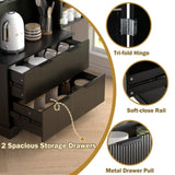 72" Modern Fluted Kitchen Pantry Cabinet with 2 Large Drawers & 8-Door Spice Rack, Freestanding W2917P294988