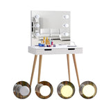 ZUN Wooden Vanity Table Makeup Dressing Desk with LED Light,dressing table with USB port,White 94258241