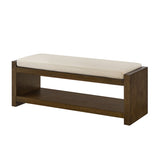 47" Accent Bench with Lower Shelf Shoe Rack, Padded Seating Bench for Living Room, Modern Compact W2186P292098