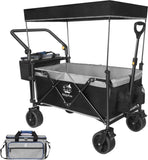 Collapsible Wagon Heavy Duty Folding Wagon Cart with Removable Canopy, 4" Wide Large All Terrain 27662772
