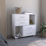 ZUN Sunflower Dresser, Four Drawers, Two Open Shelves B128P148975