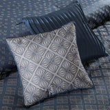 7 Piece Jaquard Comforter Set Navy Queen B03596958
