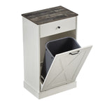 ZUN WF002 TC1-7034K Single Door Trash Cabinet Tilt Trash Cabinet Kitchen Trash Can - Splice Wood White W308106403