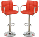 ZUN Contemporary Style Red Faux Leather Bar Stool Counter Height Chairs Set of 2 Adjustable Height HS00F1558-ID-AHD