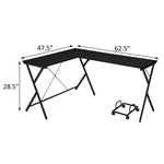 ZUN Black L-shaped Computer Desk with CPU Holder B062P184554