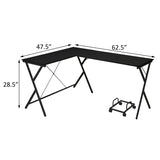 Black L-shaped Computer Desk with CPU Holder B062P184554