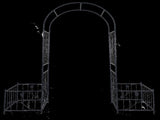 Metal Garden Arch with two plant stands 79.5'' Wide x 86.6'' High Climbing Plants Support Rose Arch W158681135