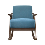 Modern Home Furniture 1pc Rocking Chair Blue Fabric Upholstered Dark Walnut Finish Wood Cushion Seat B011P255256