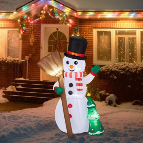 6.2FT Lighted Christmas Inflatable Decoration, Inflatable Snowman Holding Groom, Funny Blow Up Yard 19172104