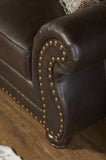 Leinster Fabric Upholstered Nailhead Loveseat in Espresso T2574P196594