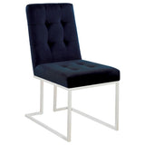 Blue and Chrome Tufted Back Dining Chair B062P153702