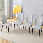 ZUN 4 light gray modern dining chairs with stylish PU patterned backrest and black metal legs for a W1151P188264