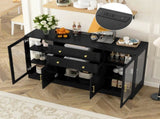 U-Style 58.3" Modern Buffet Sideboard with 4 Doors & 2 Drawers, Adjustable Shelves, Power Outlet, N711P437648B