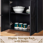 ZUN FCH 3-Layer 1 Drawer 2 Doors Double Z Shape Melamine Board 60*23.5*180cm Display Cabinet Black 55368679