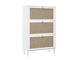 Rattan 3 Door Shoe Rack, Freestanding Modern Shoe Storage Cabinet, for Entryway W688P211259
